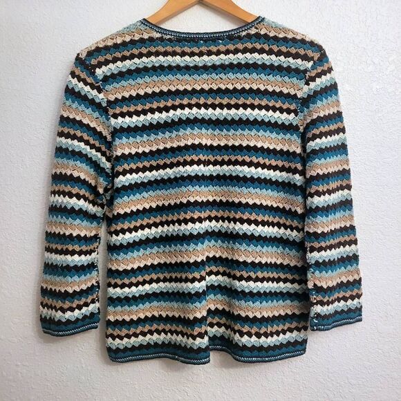 David Brooks Crocheted Knit Zippered Cardigan XL: Cottagecore Grandma Layering - Picture 4 of 4
